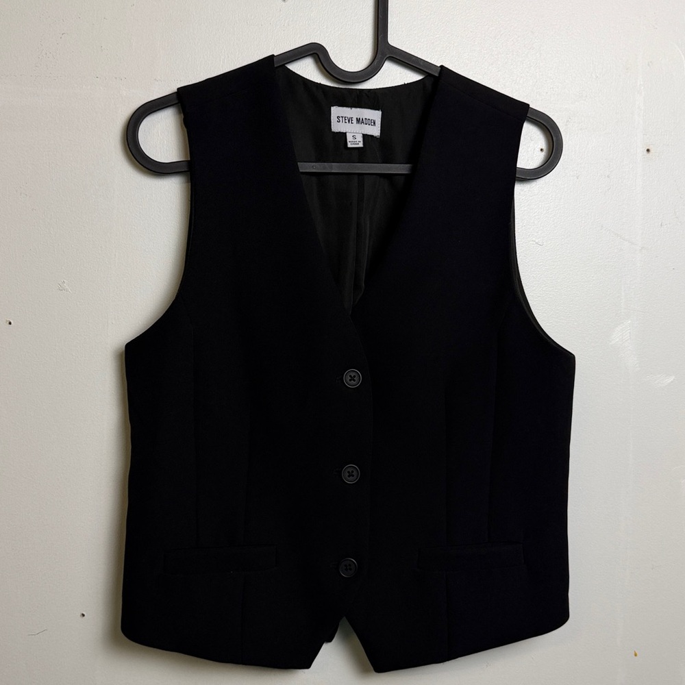 Steve Madden Black Tailored Button Vest